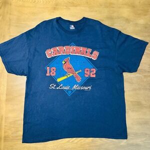 St Louis Cardinals 1992 Vintage Baseball T Shirt Mens 2XL Navy Blue MLB Baseball